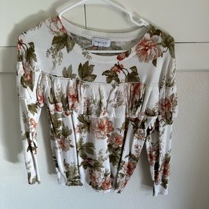 Floral sweater with ruffle detail